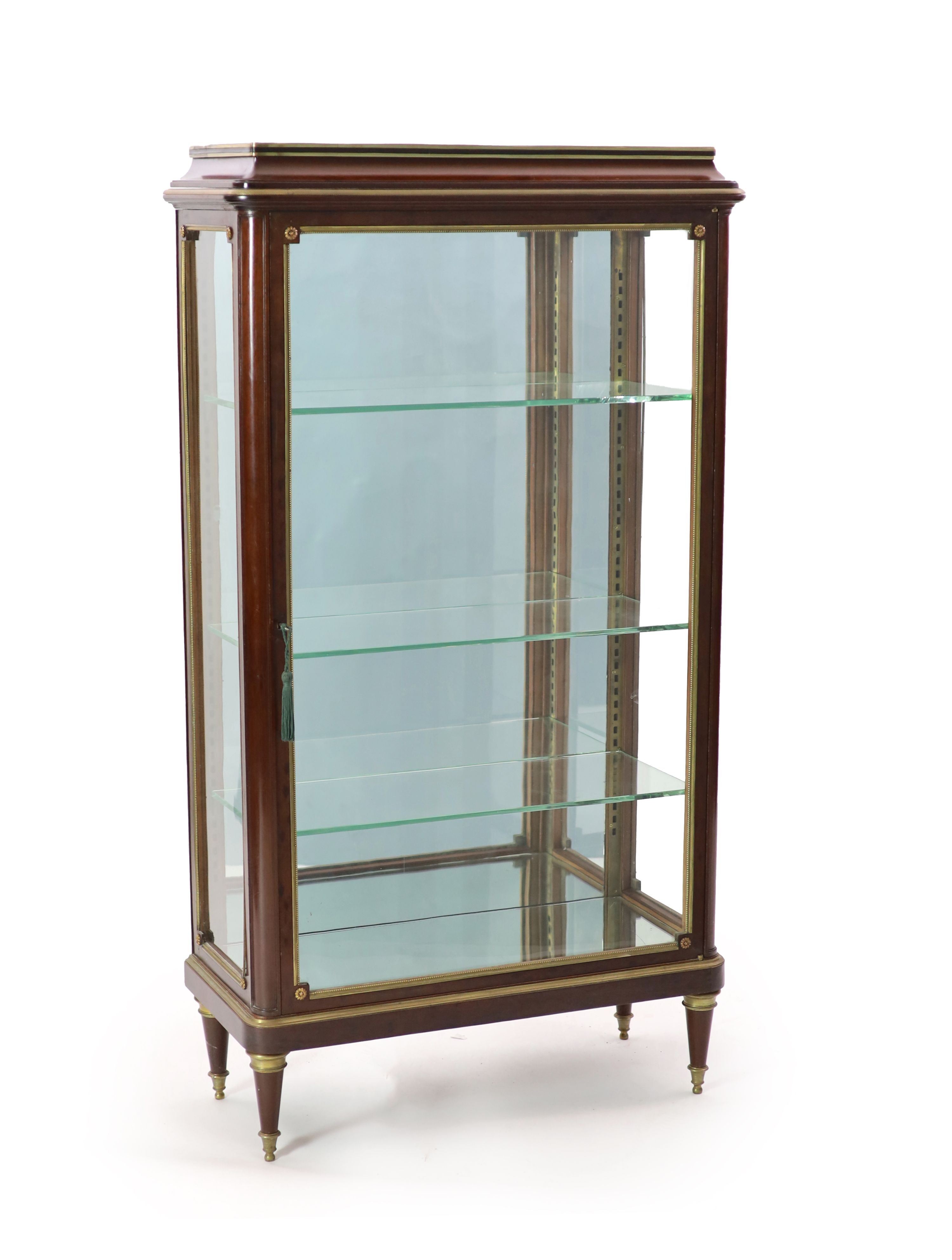 An early 20th century French ormolu mounted mahogany vitrine H 147cm. W 81cm. D 35cm.